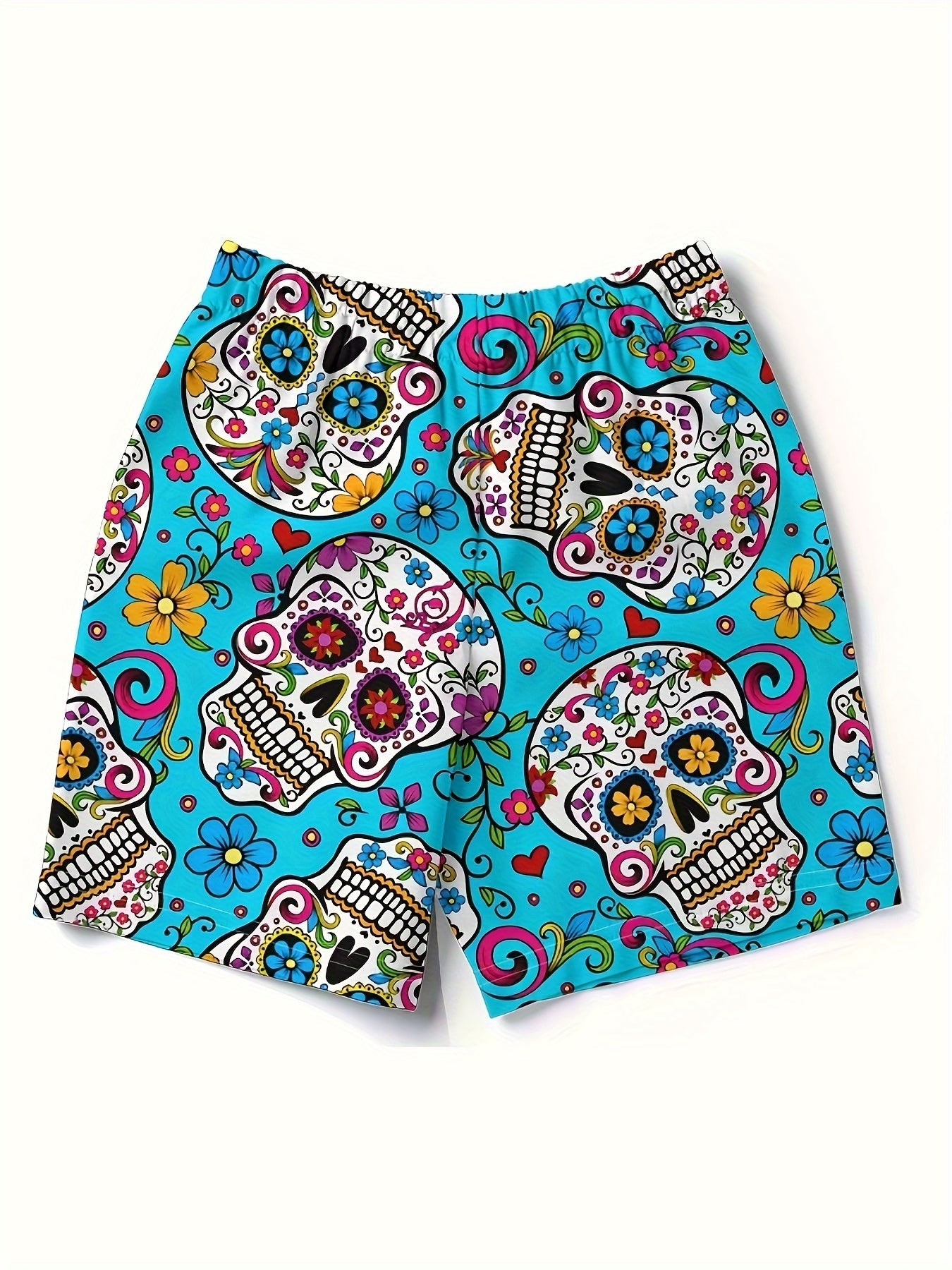 BSMENF15 -  Pantaloncini da bagno con stampa floreale e teschio