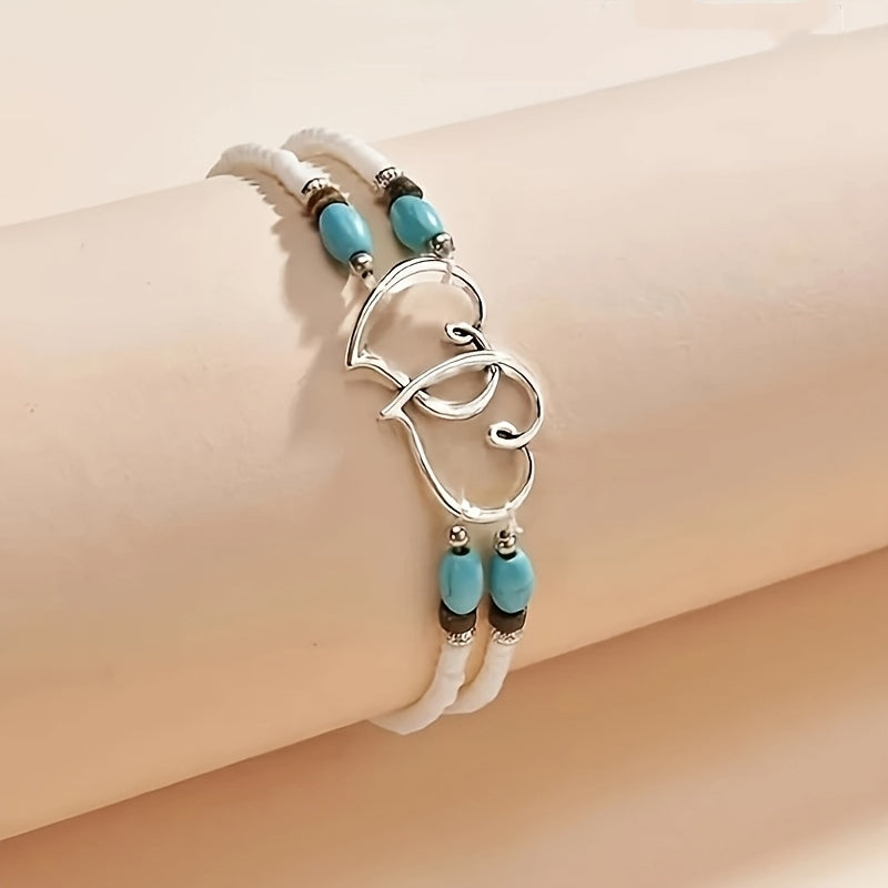 BRAC21 - Cavigliera con perline a forma di cuore