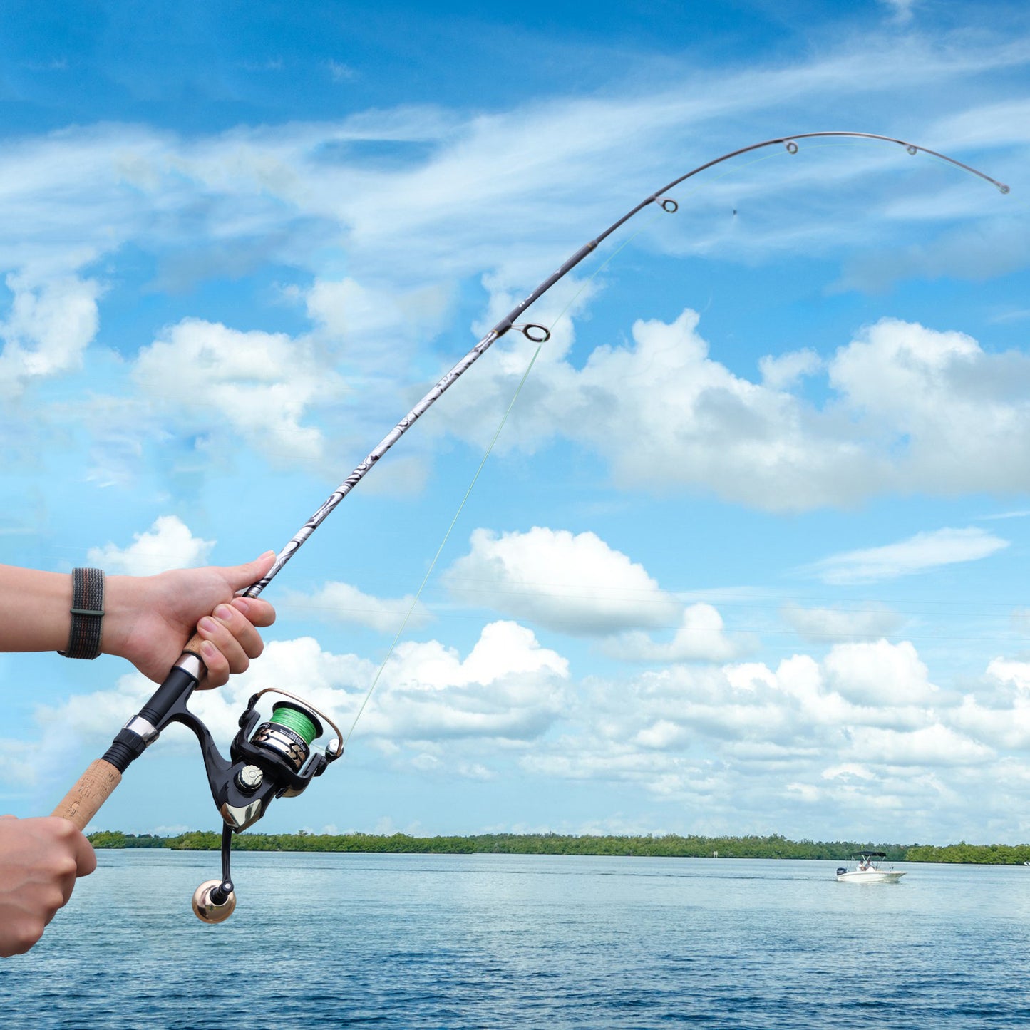 SPORT011 - Canna da pesca resistente e durevole con fusto in fibra di vetro