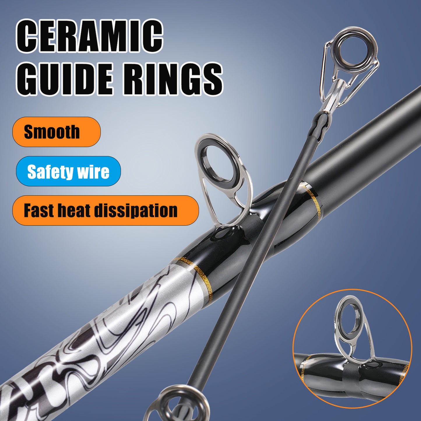 SPORT011 - Canna da pesca resistente e durevole con fusto in fibra di vetro