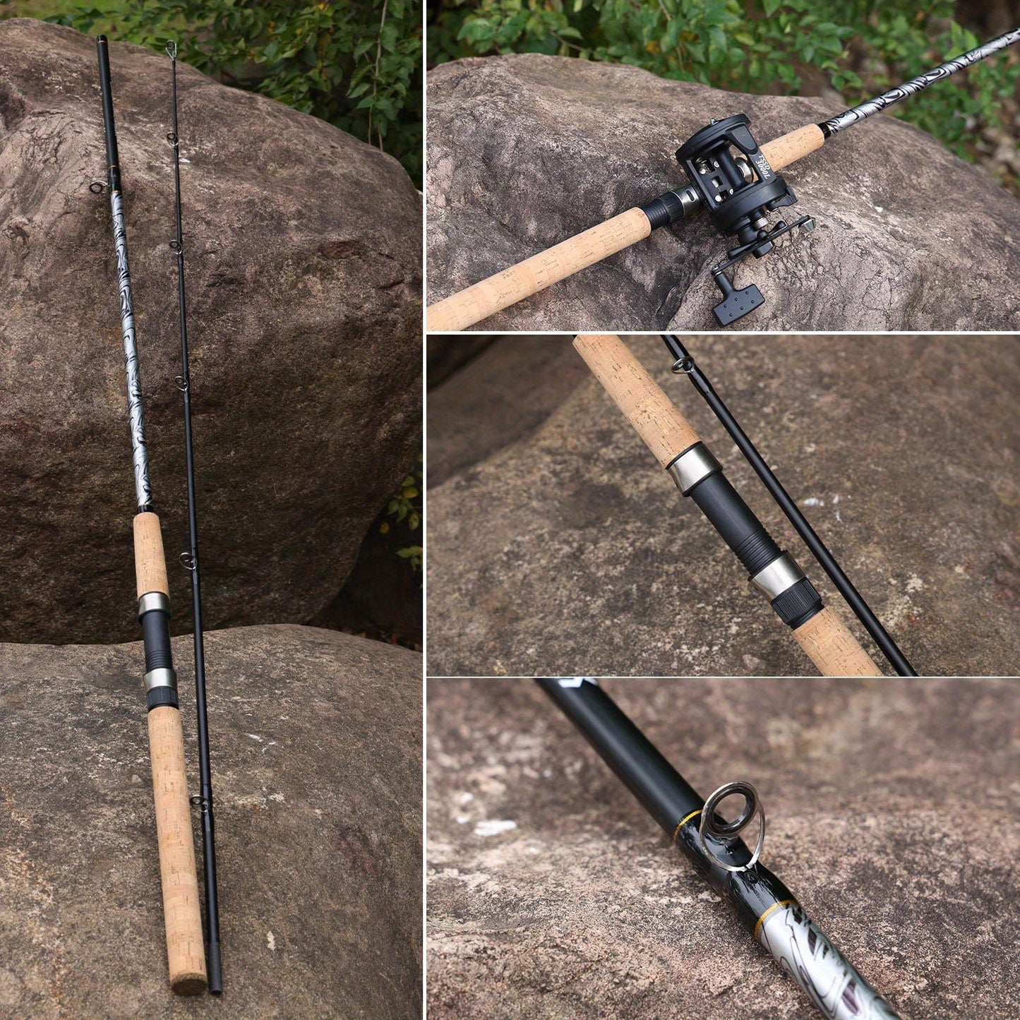 SPORT011 - Canna da pesca resistente e durevole con fusto in fibra di vetro