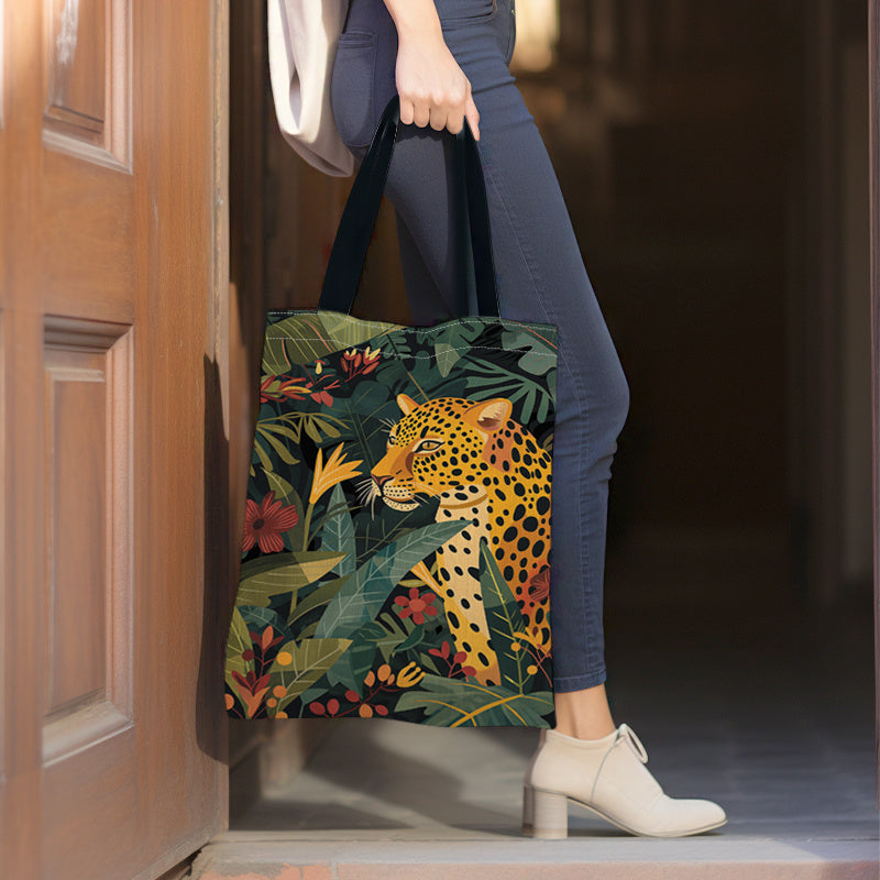 SHOP05 - Borsa tote in tela con stampa Cheetah Jungle
