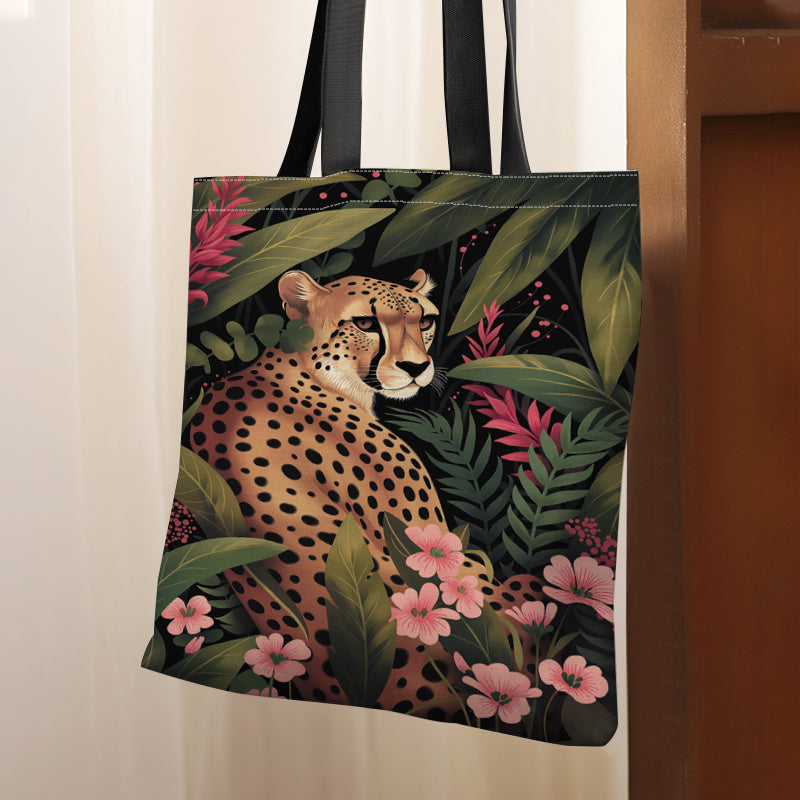 SHOP05 - Borsa tote in tela con stampa Cheetah Jungle