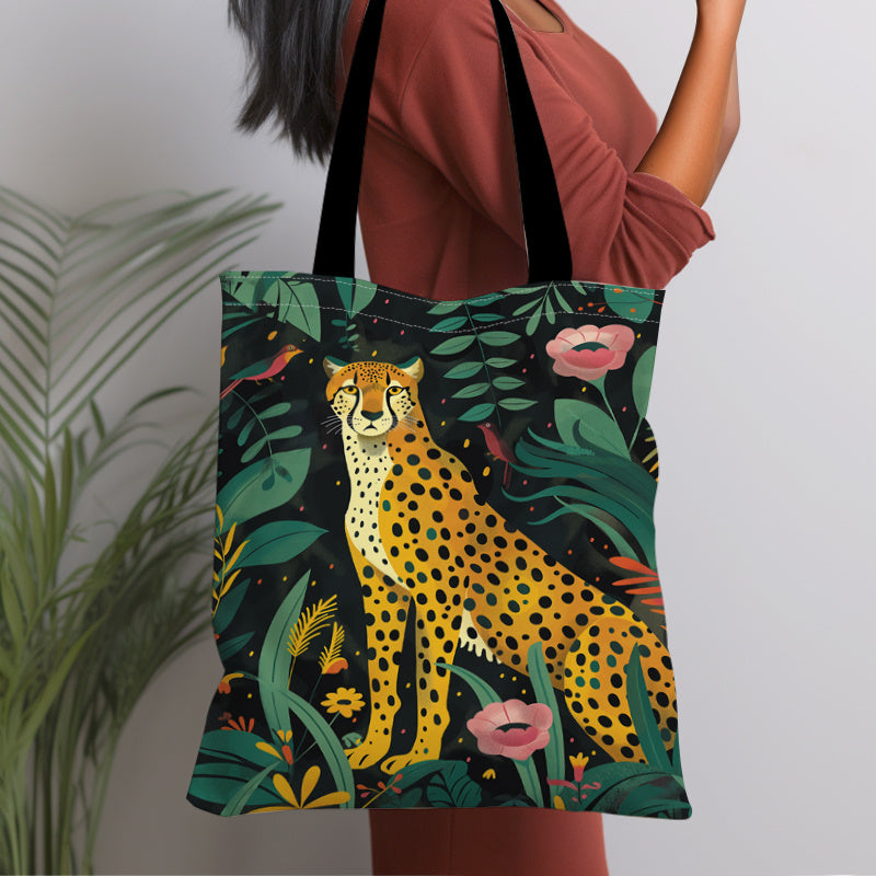 SHOP05 - Borsa tote in tela con stampa Cheetah Jungle
