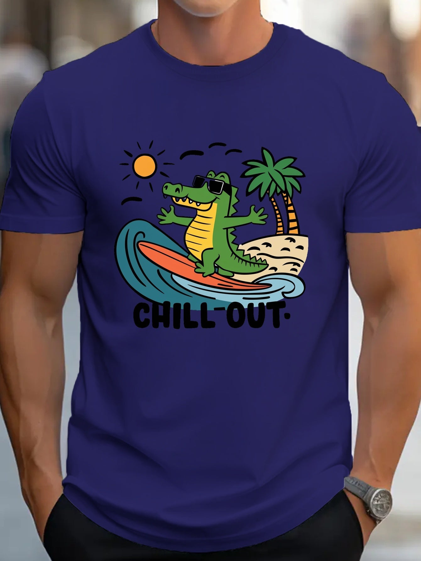 TSHIRT03 - Maglietta in puro cotone coccodrillo Surfing Chill Out