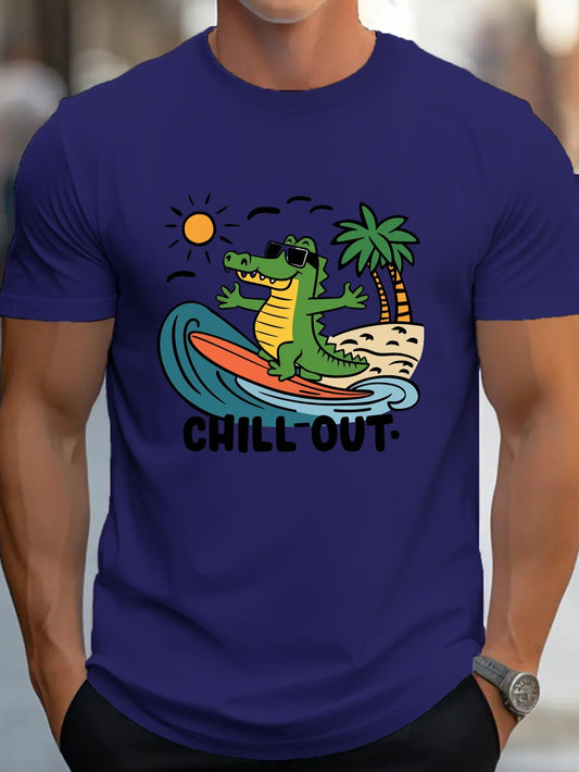 TSHIRT03 - Maglietta in puro cotone coccodrillo Surfing Chill Out