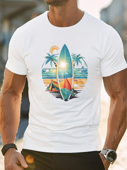 TSHIRT07 - Maglietta  in puro cotone con tavola da surf