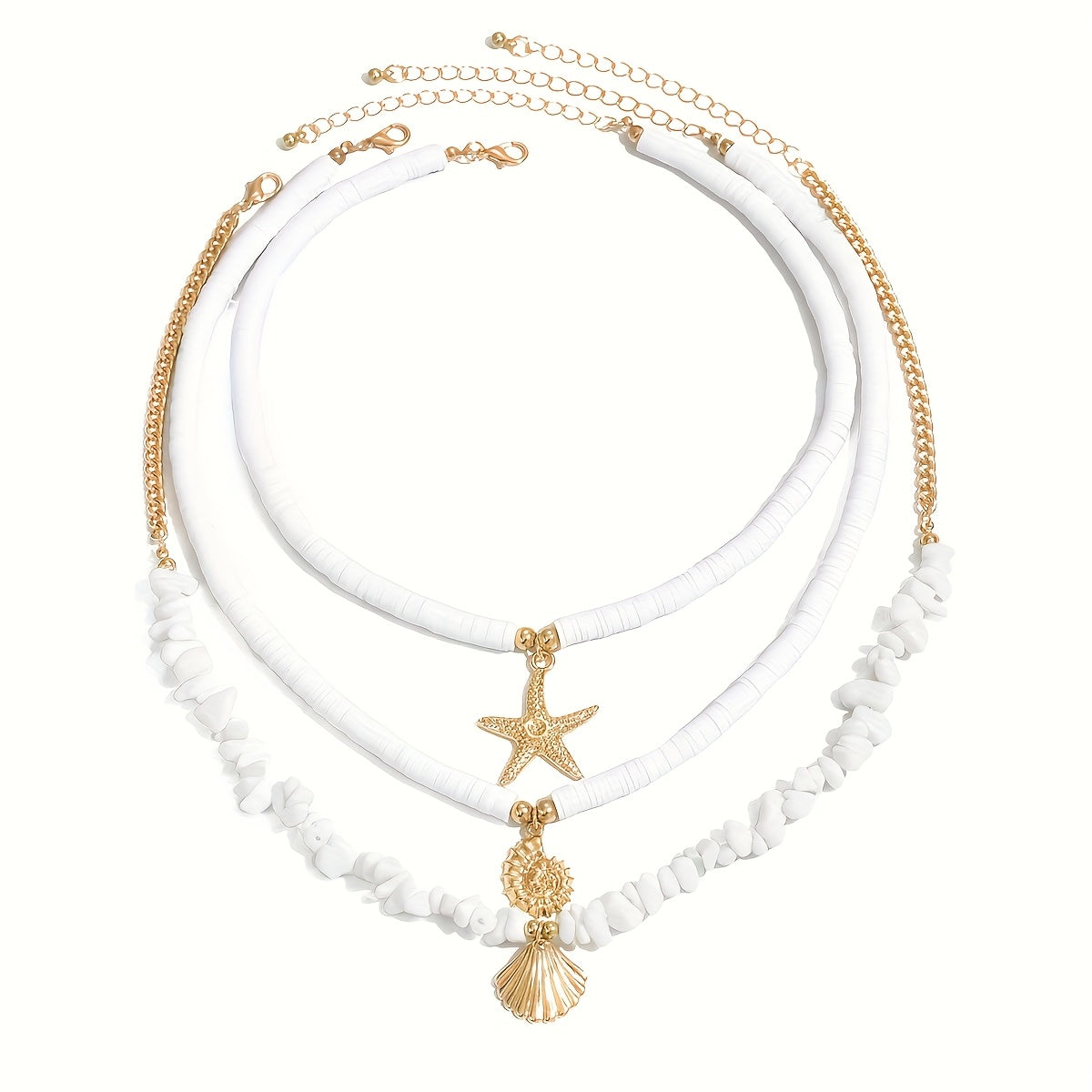 BRAC13 - 3 collane circolari in ceramica bianca con ciondolo