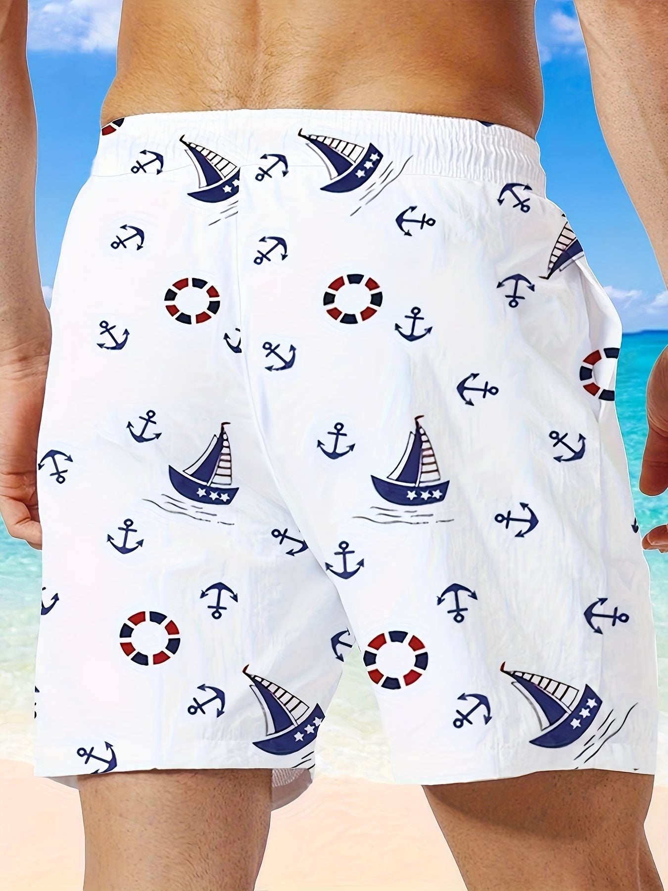 BSMENF14 - Costume da bagno da uomo con stampa nautica