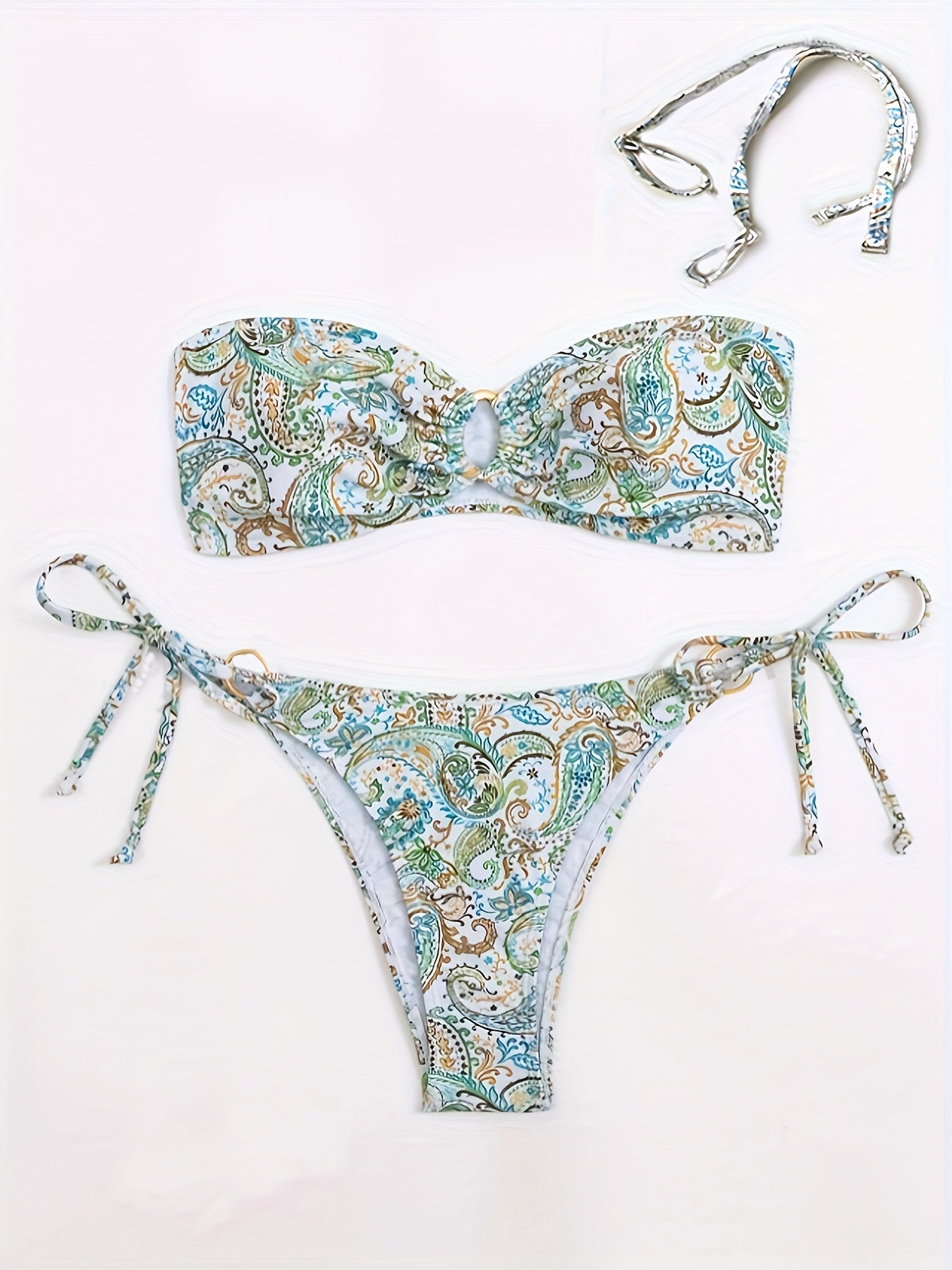 BSGIRL05 - Bikini da donna con scollo all'americana e stampa floreale
