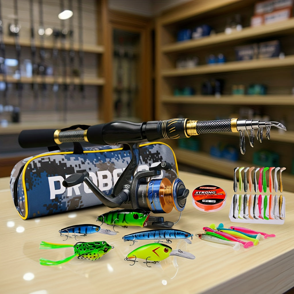 SPORT09 - Canna da spinning in fibra di carbonio e completo da pesca