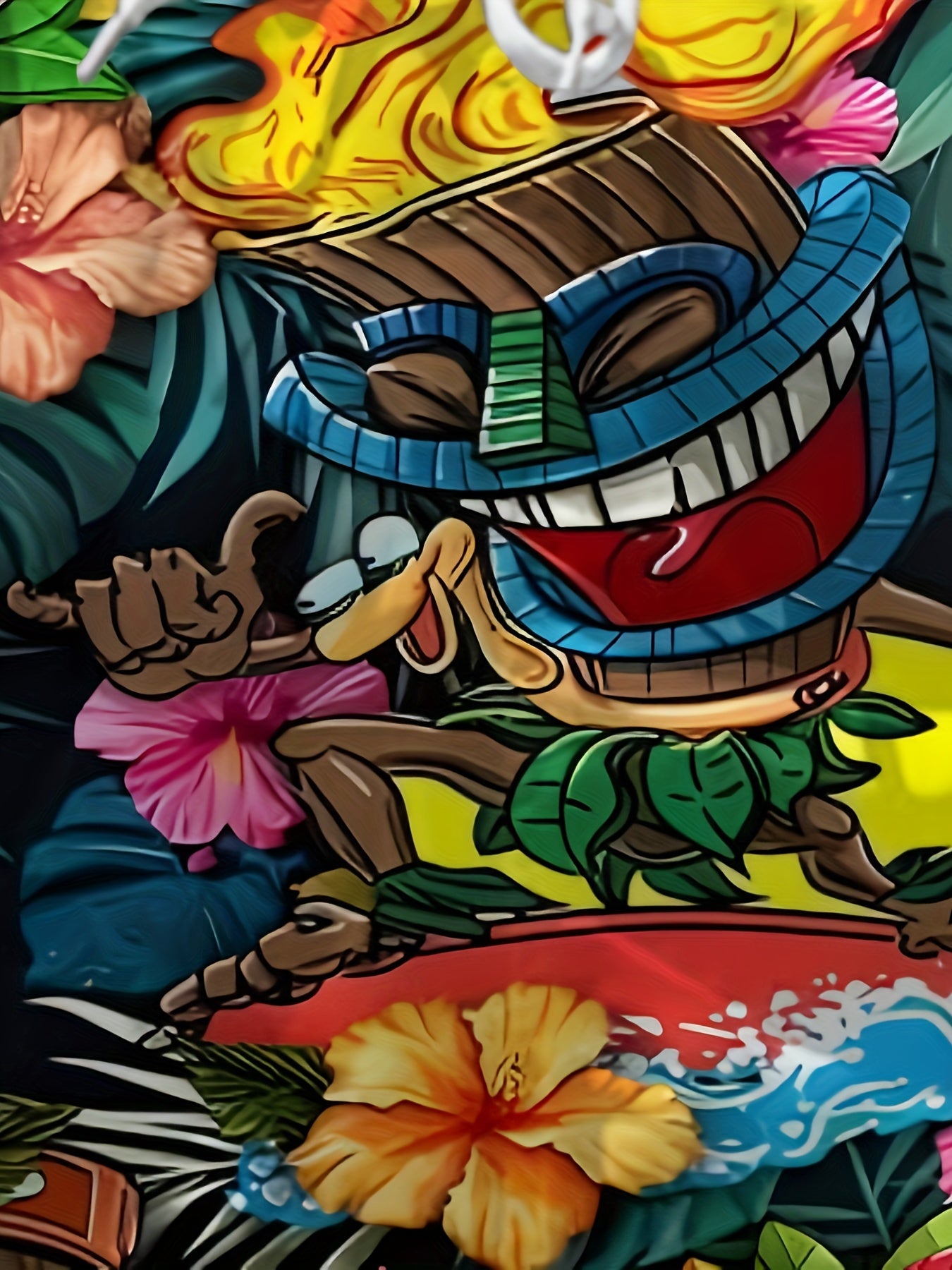 BSMENF06 - Pantaloncini da spiaggia  con stampa Hawaii