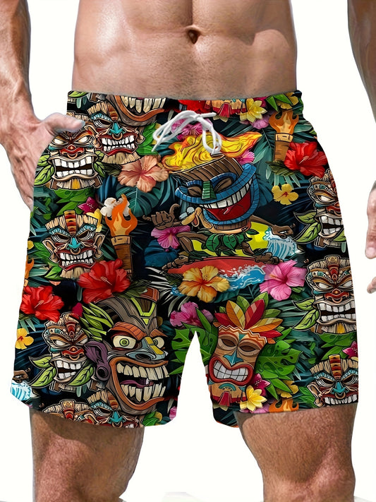 BSMENF06 - Pantaloncini da spiaggia  con stampa Hawaii