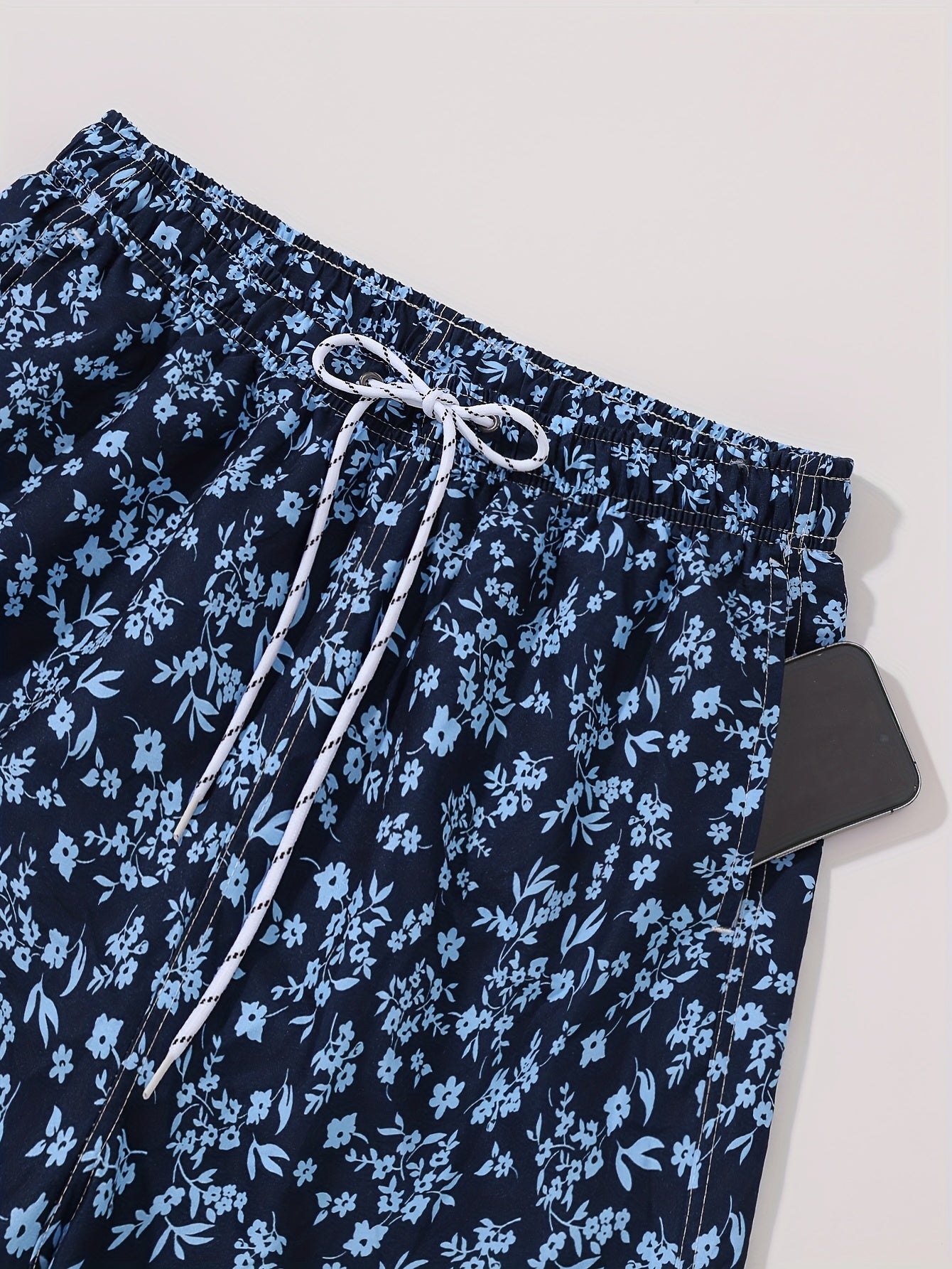 BSMENF12 - Pantaloncini da spiaggia leggeri da uomo con stampa floreale