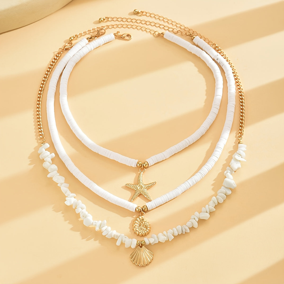 BRAC13 - 3 collane circolari in ceramica bianca con ciondolo