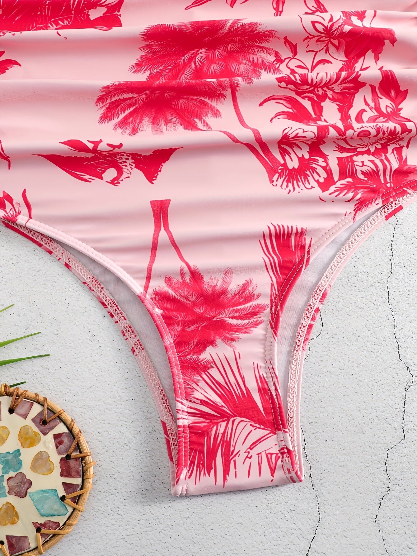 BSGIRL14 - Costume da bagno intero con stampa vegetale