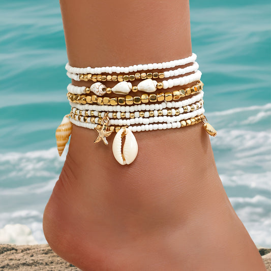 B30 - Bohemian Style 8-Piece Anklet Set