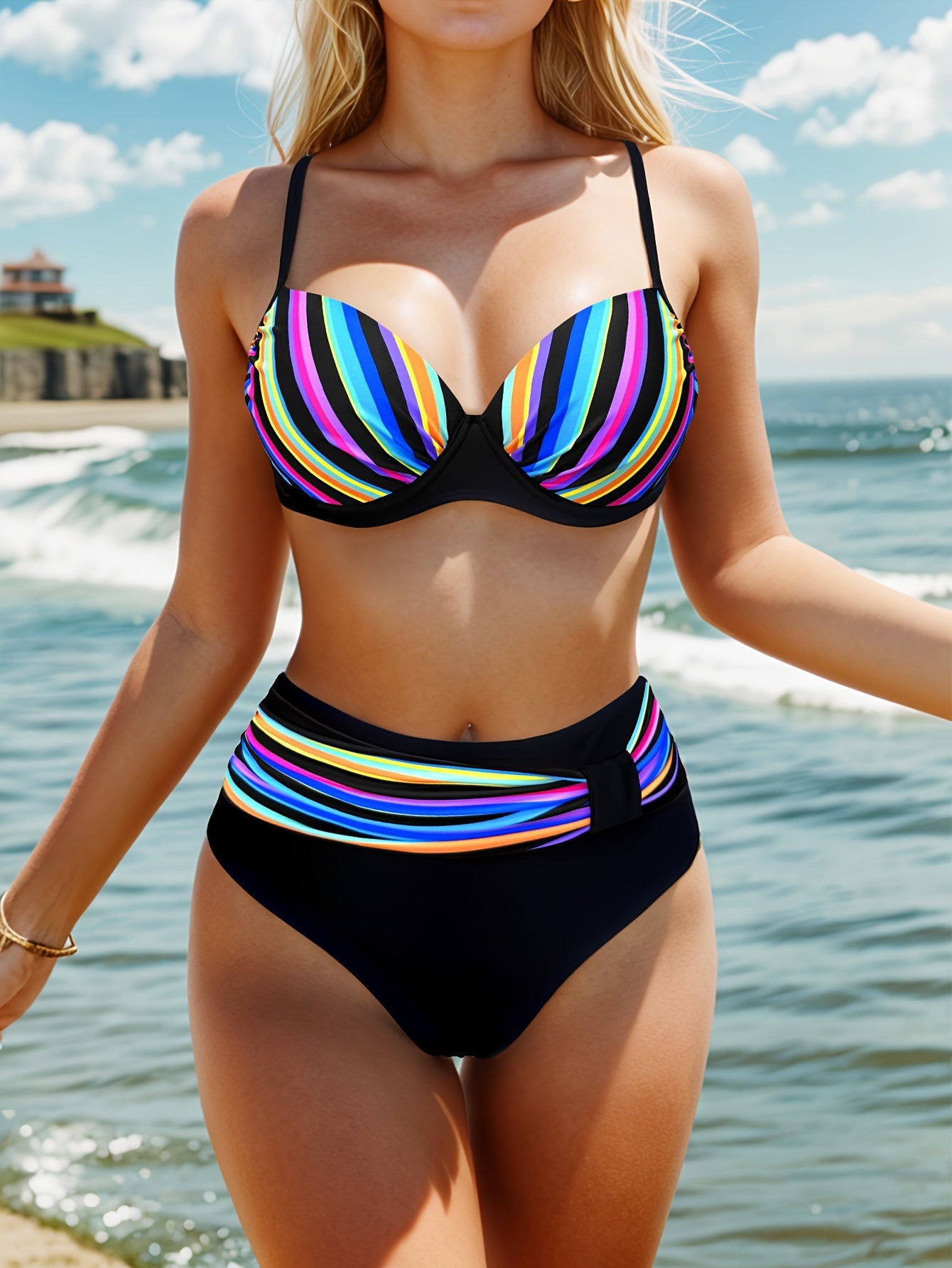 BSGIRL10 - Bikini a righe colorate