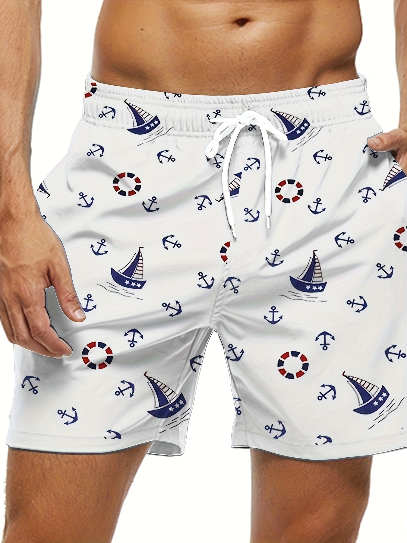 BSMENF14 - Costume da bagno da uomo con stampa nautica