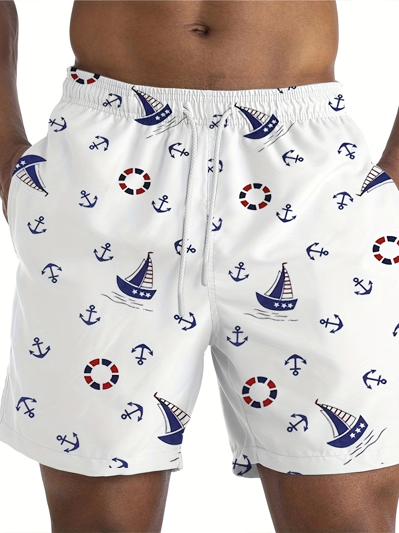 BSMENF14 - Costume da bagno da uomo con stampa nautica