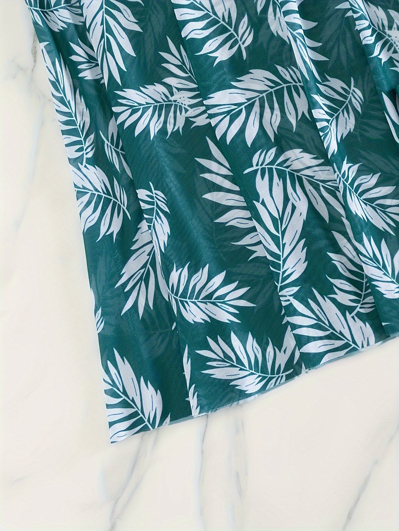 BSGIRL03 - Swim Classic Tropical Print Pleated Tankini Two Piece Swimsuit