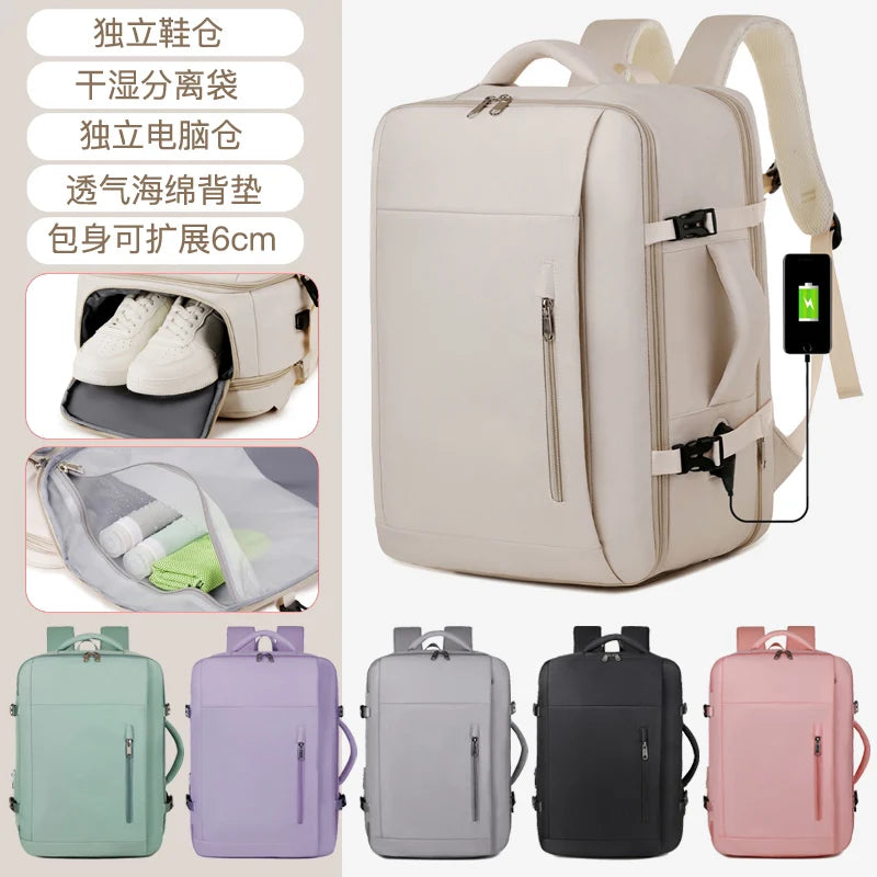 A07 - Large Capacity Waterproof USB Charging Backpack Business Travel Laptop Bag