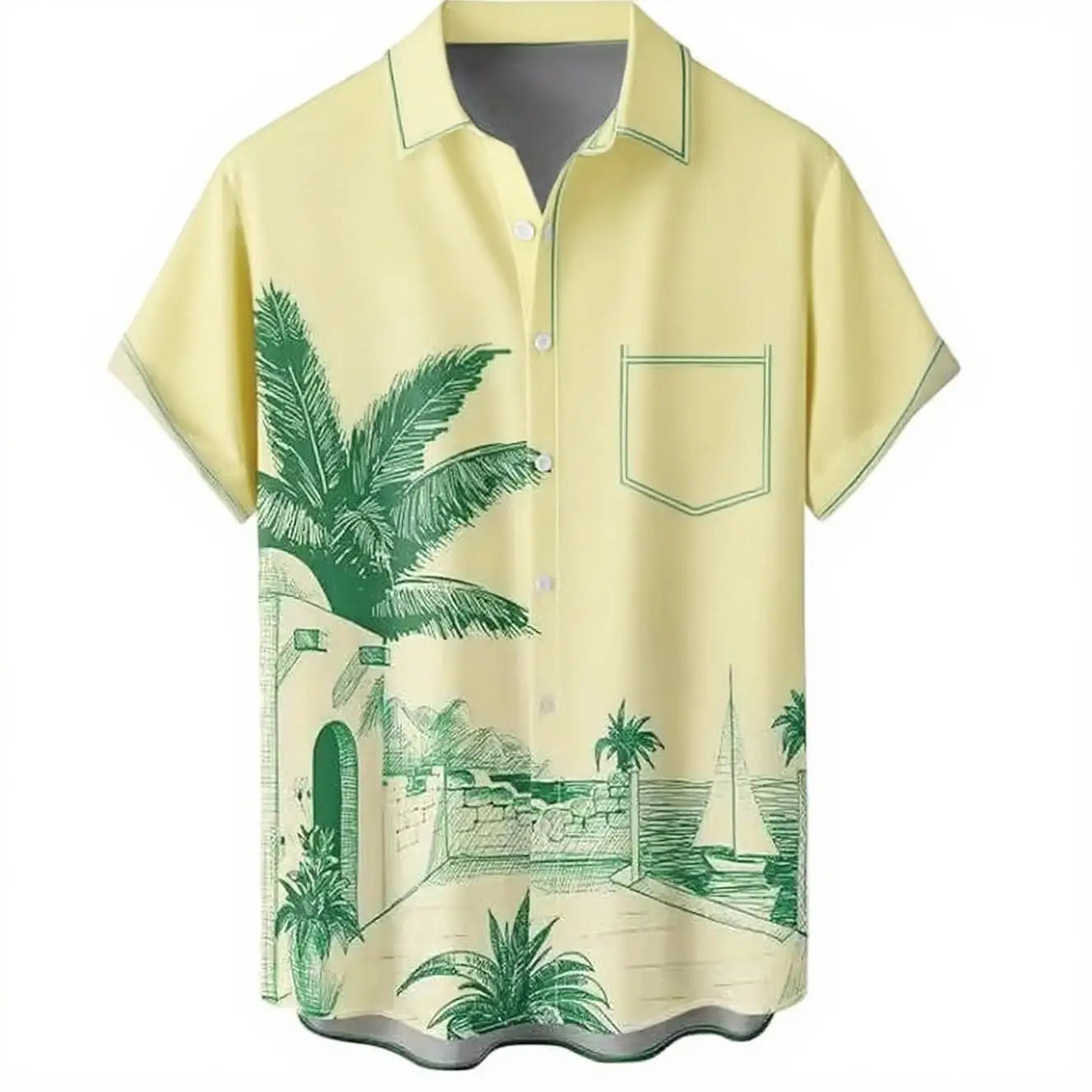 HAWAIA02 - Camicia estiva da uomo a maniche corte