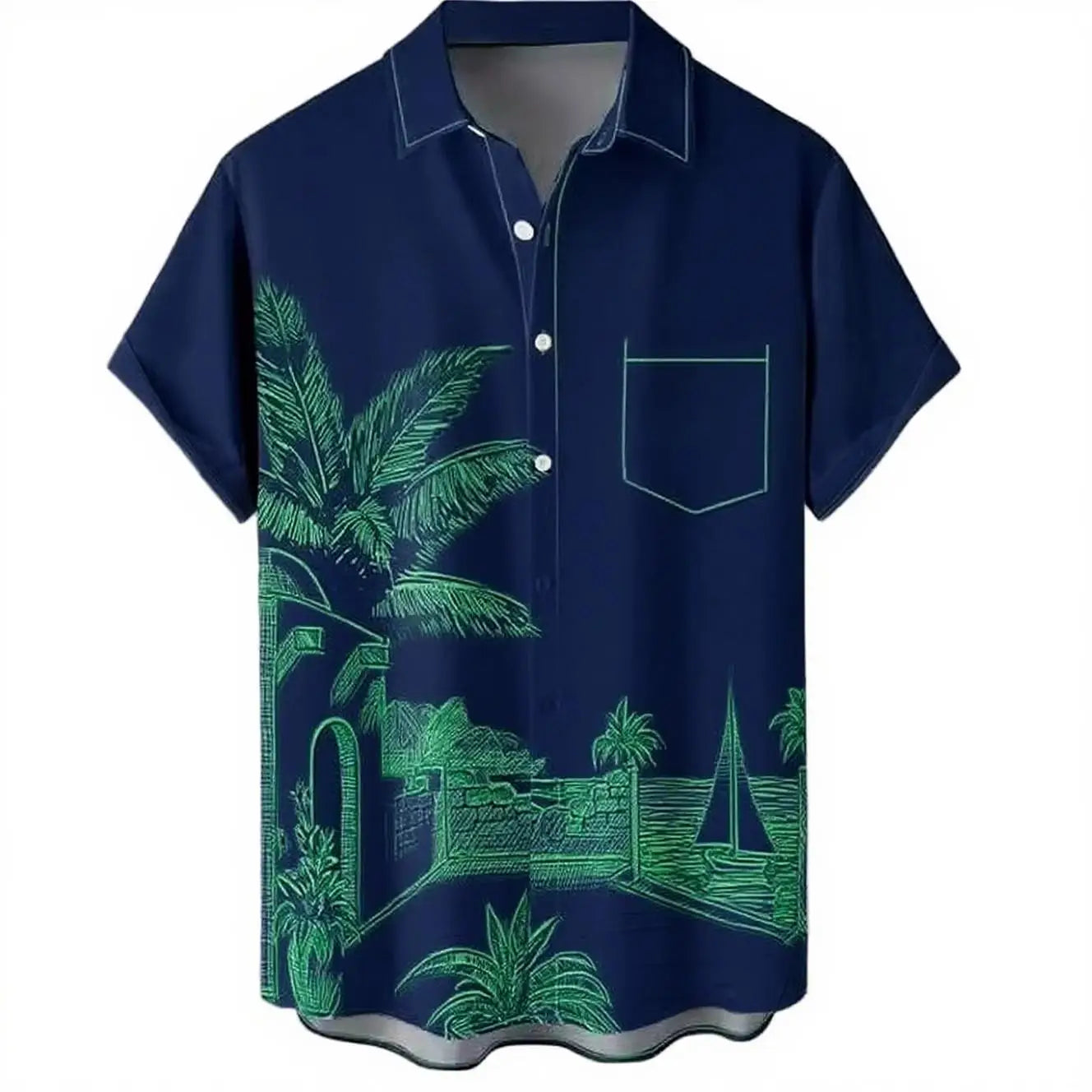HAWAIA02 - Camicia estiva da uomo a maniche corte
