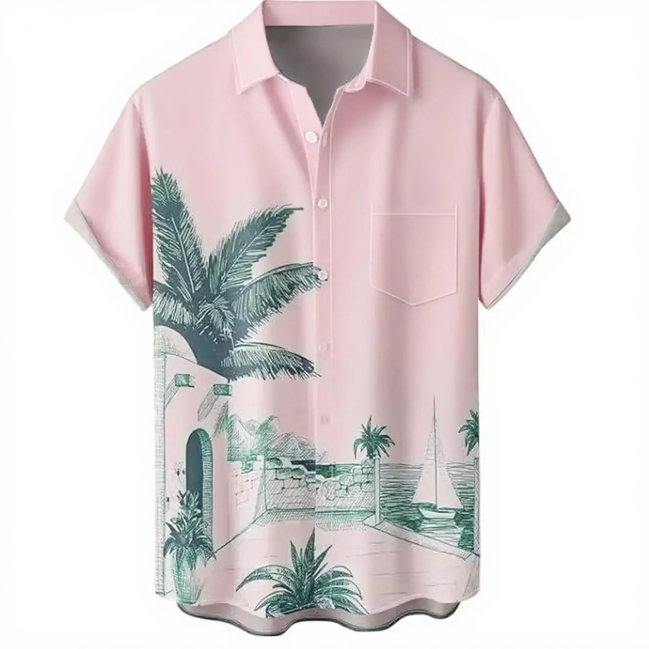 HAWAIA02 - Camicia estiva da uomo a maniche corte