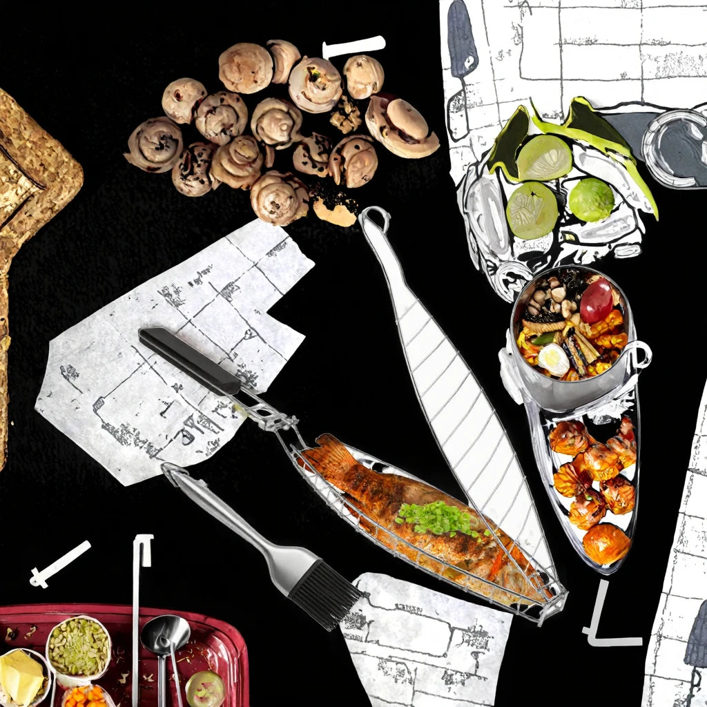 BBQ02 - Cestello per grigliare il pesce in acciaio inossidabile