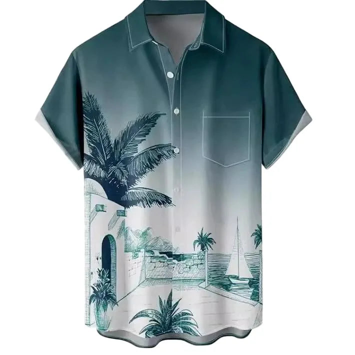 HAWAIA02 - Camicia estiva da uomo a maniche corte