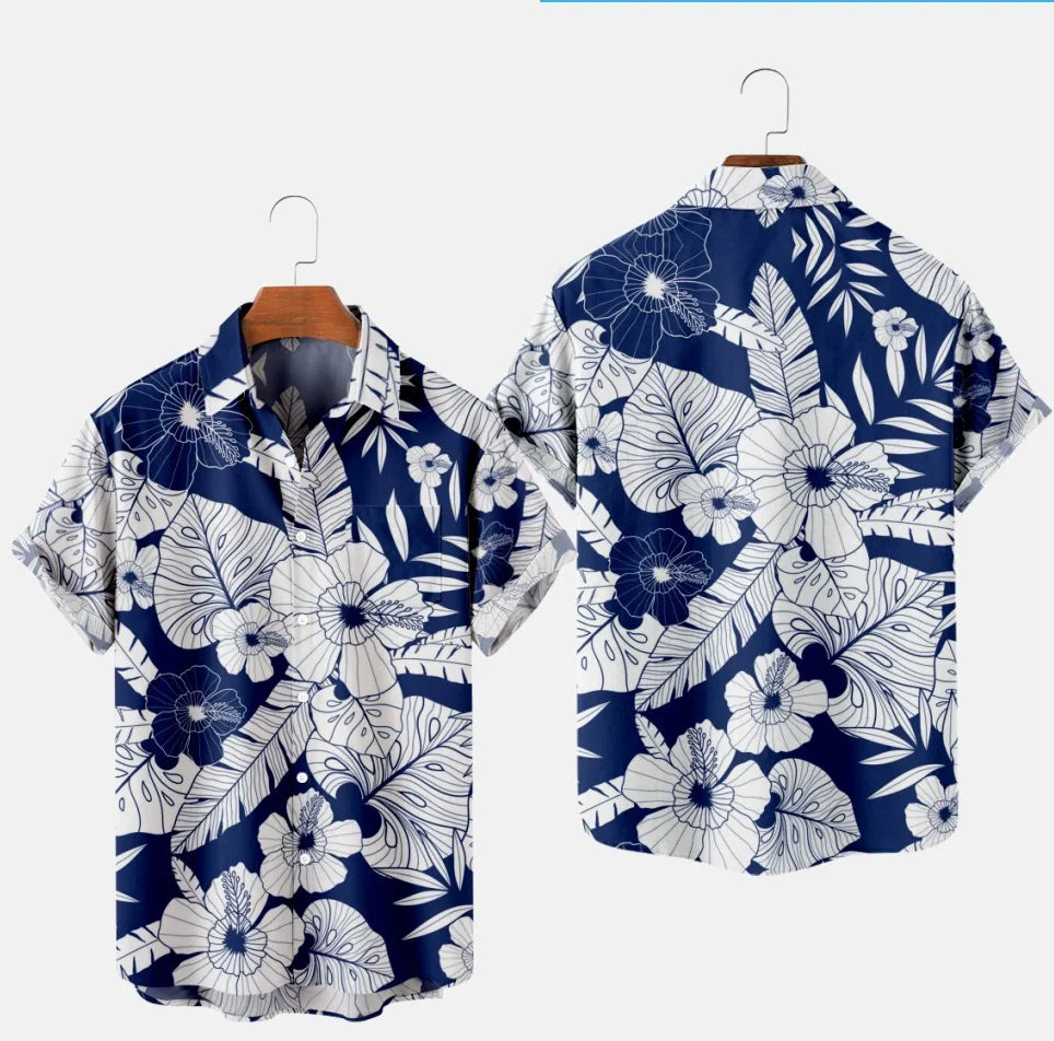 HAWAIA14 - Camicia hawaiana a maniche corte con stampa 3D
