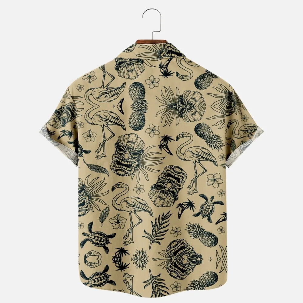 HAWAIA14 - Camicia hawaiana a maniche corte con stampa 3D