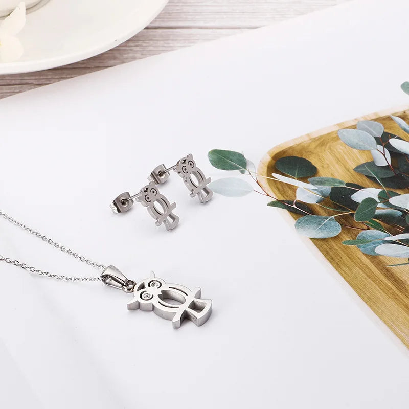 BRAC18 - Collana e orecchini con gufo