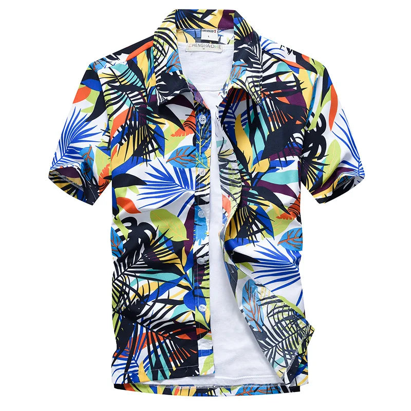 HAWAIA12 - Moda uomo estate camicia floreale taglie forti