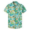 HAWAIA10 - Camicia hawaiana con scollo a V e bottoni