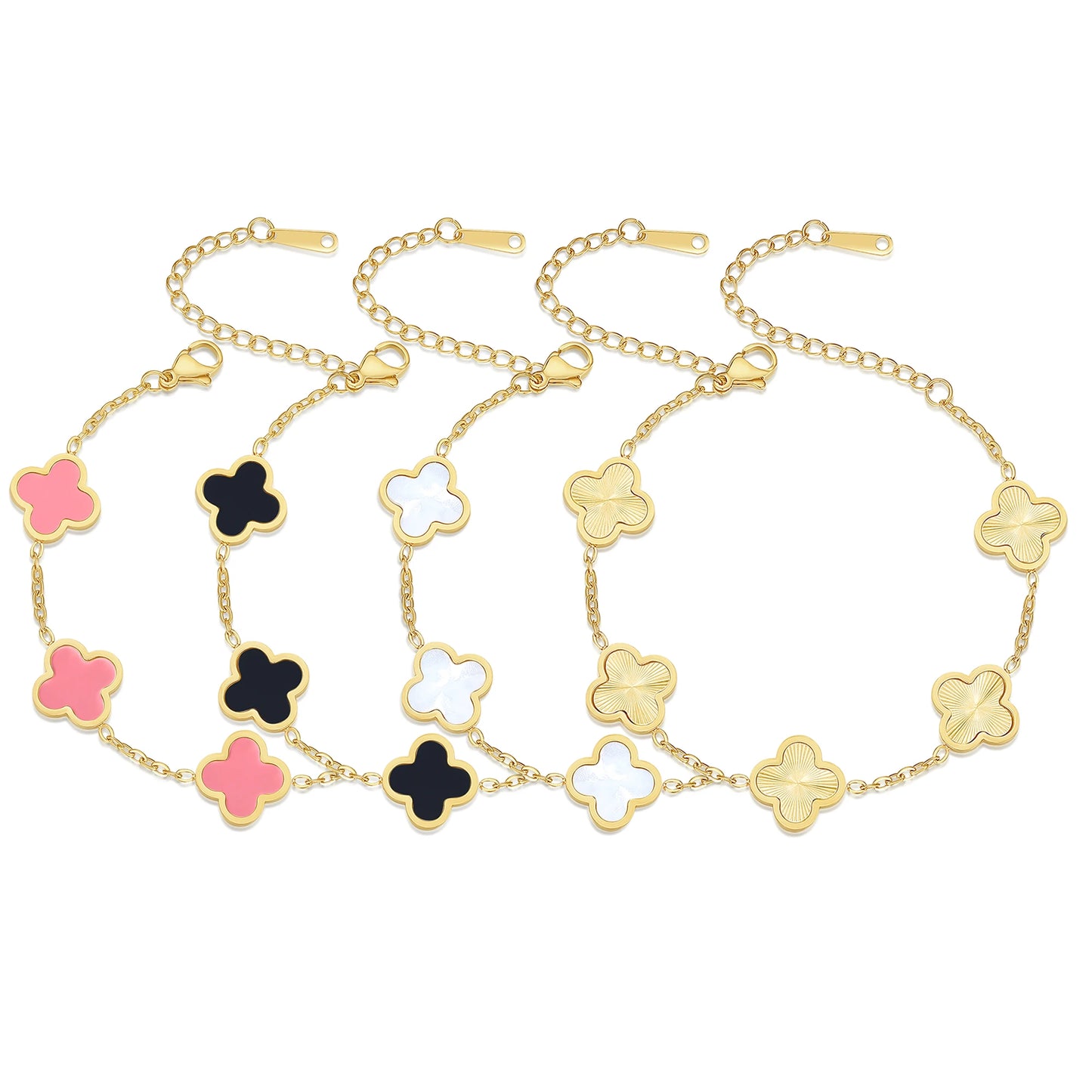 BRAC25 - Bracciale trifoglio portafortuna placcato oro