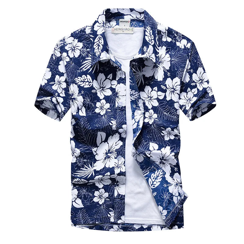 HAWAIA12 - Moda uomo estate camicia floreale taglie forti