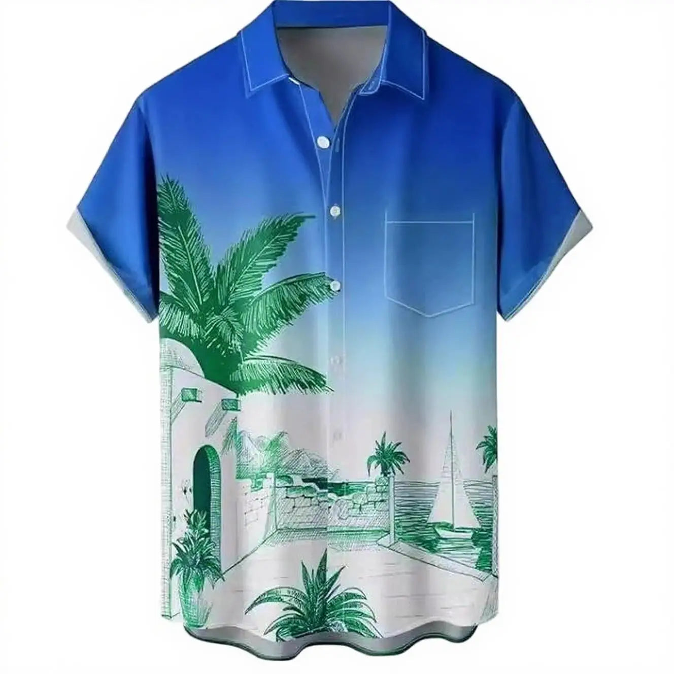 HAWAIA02 - Camicia estiva da uomo a maniche corte