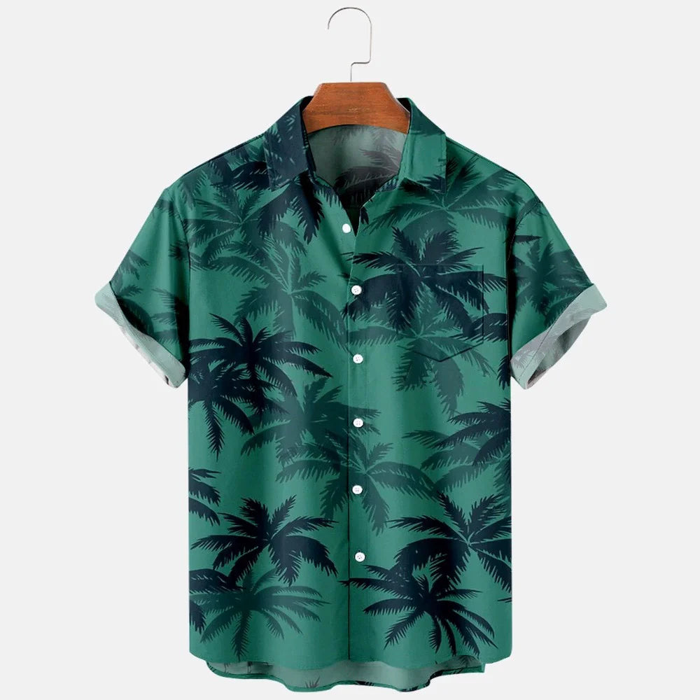 HAWAIA14 - Camicia hawaiana a maniche corte con stampa 3D