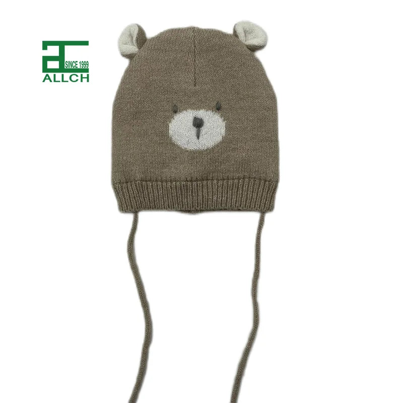 CAP08 - Cappello a cuffia per bambini con orecchie da orso bruno