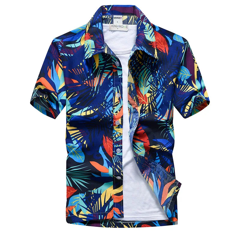 HAWAIA12 - Moda uomo estate camicia floreale taglie forti
