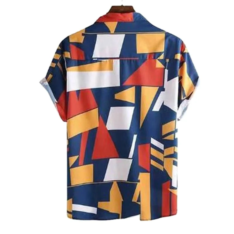 HAWAIA13 - Camicia da uomo casual estiva con stampa floreale