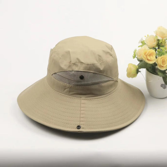 CAP05 -  Cappello da pesca unisex, a tesa larga, pieghevole, impermeabile