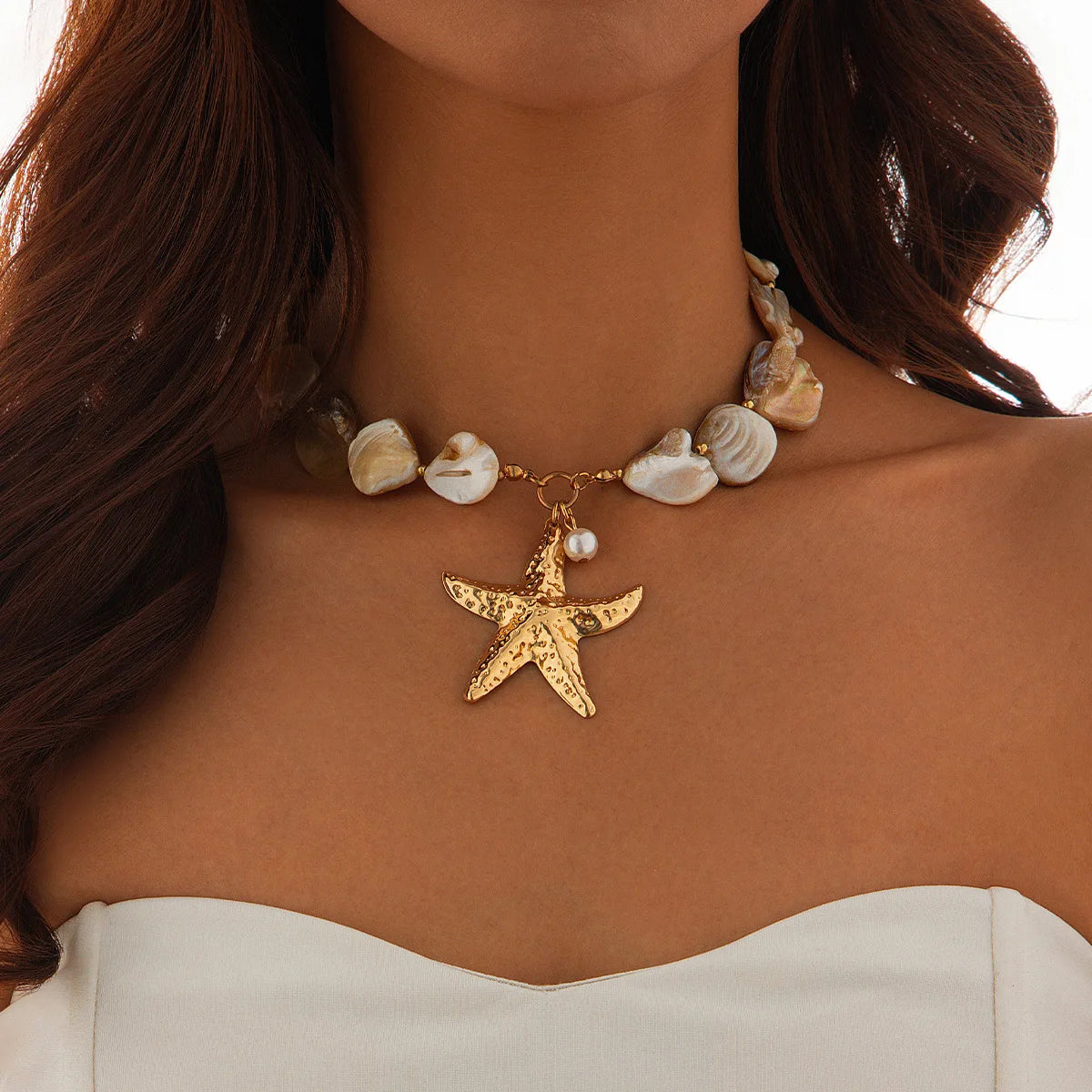 BRAC06 - Collana con conchiglia a forma di stella marina