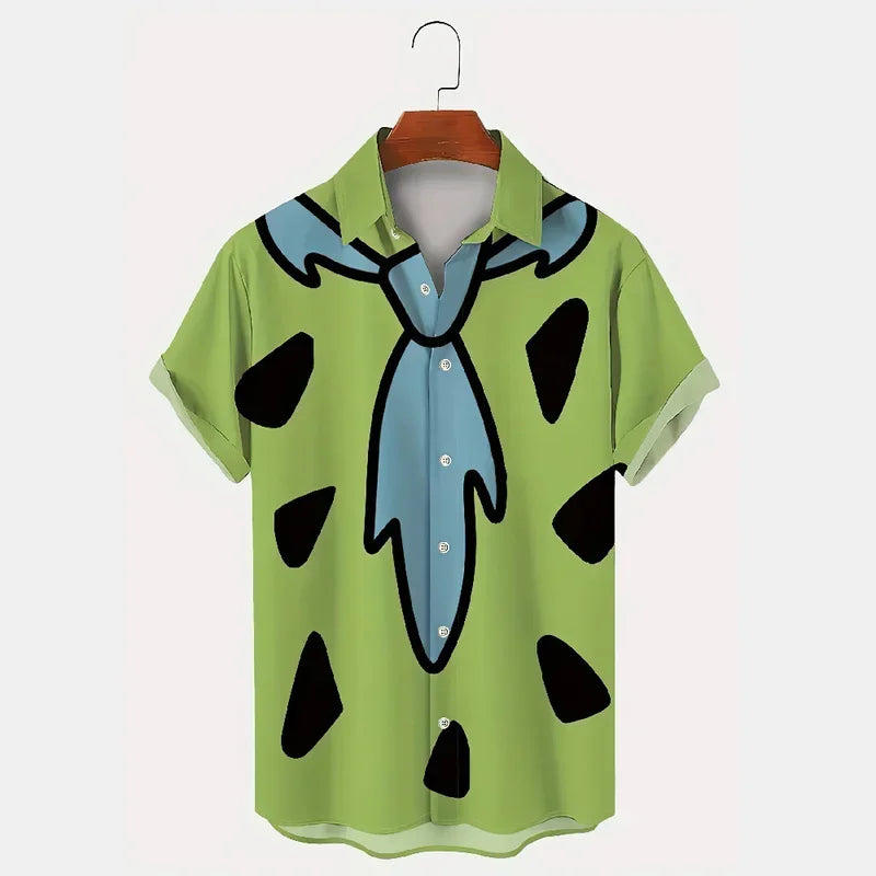 HAWAIA01 - Camicia estiva maniche corte con stampa Flintstones