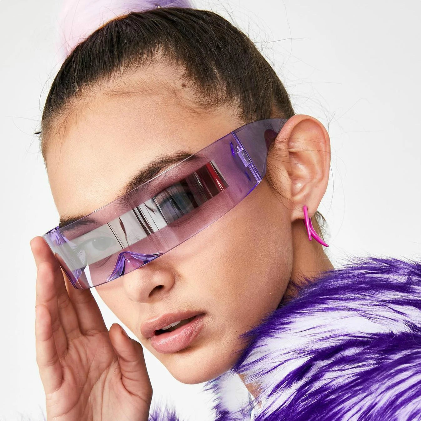 SUNG - Futuristico visiera stretta occhiali da sole da donna