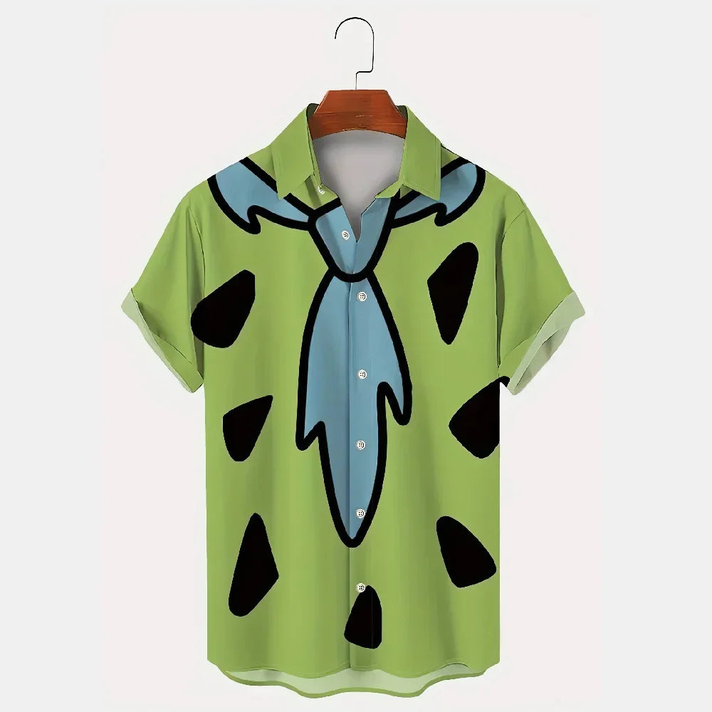 HAWAIA01 - Camicia estiva maniche corte con stampa Flintstones