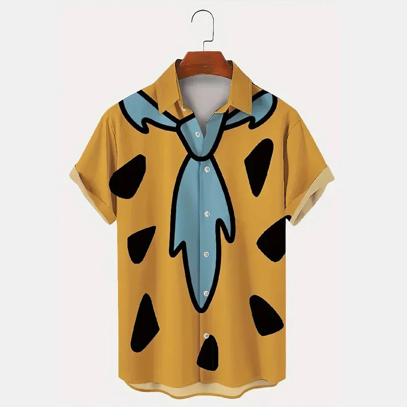 HAWAIA01 - Camicia estiva maniche corte con stampa Flintstones
