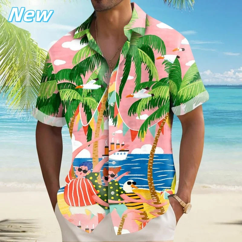 HAWAIA04 - Camicia Aloha da spiaggia con stampa 3D